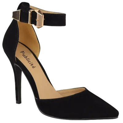 Womens high heel point toe stiletto sandals ankle strap court shoes